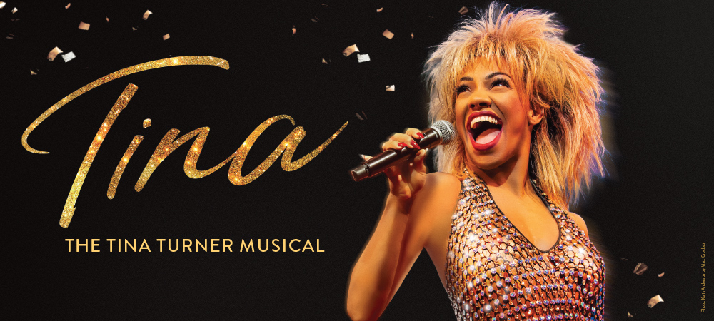 Tina Turner the Musical in sparkle gold text