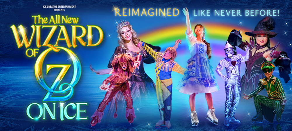 Wizard of Oz on Ice with rainbow and characters